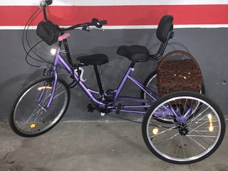 Triciclo para adulto morado con cesta