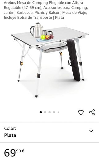 Mesa Camping Arebos Plegable Regulable