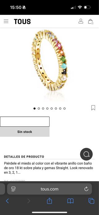 Anillo Tous Straight Multicolor T.14