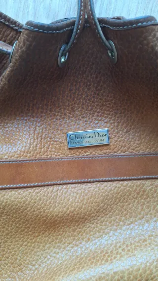 Bolso Christian Dior Cuero Marrón y Beige