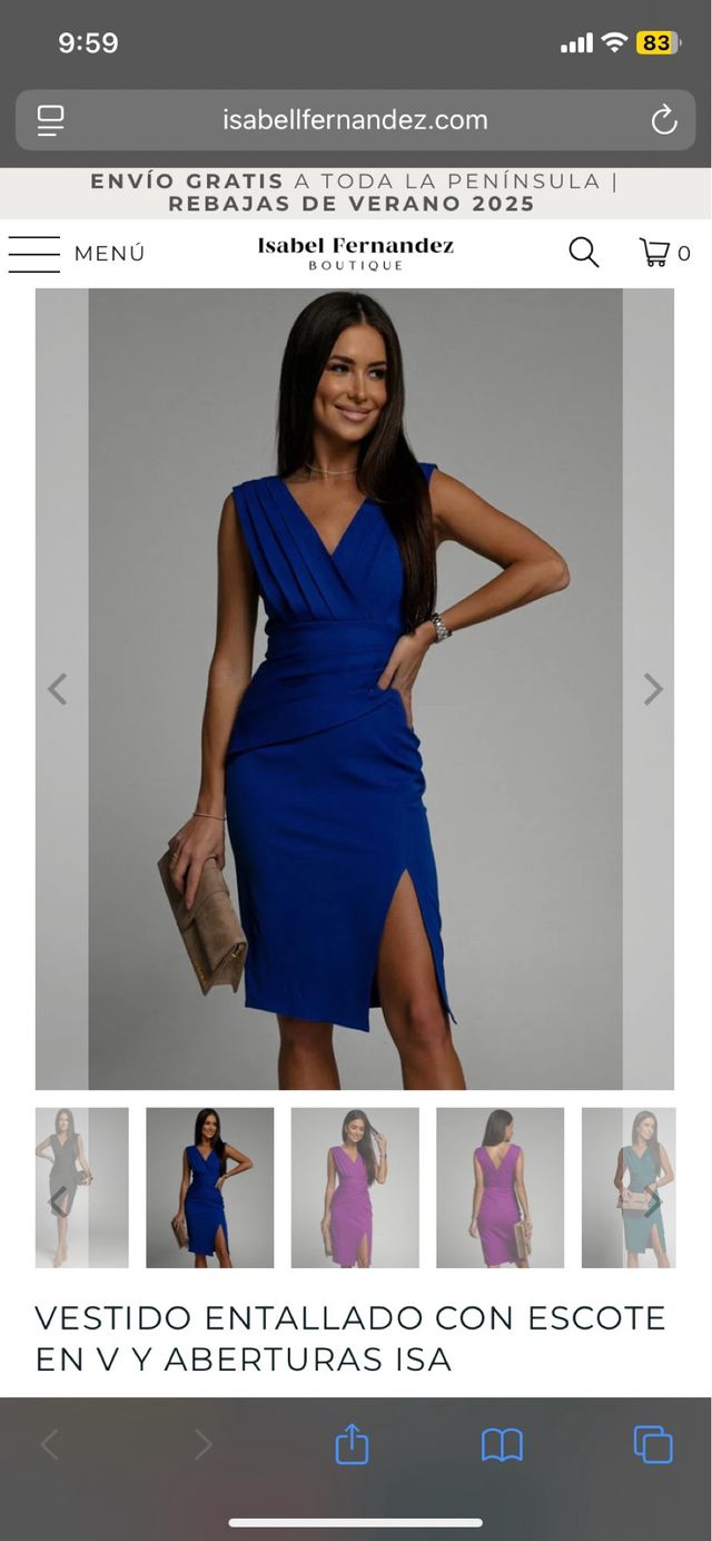 Vestido Isabel Fernandez azul escote V