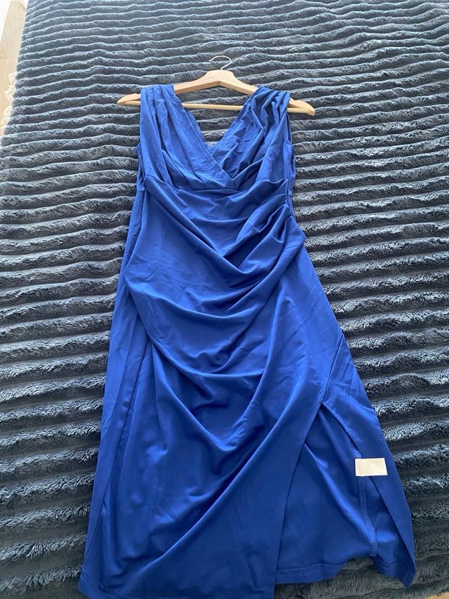 Vestido Isabel Fernandez azul escote V