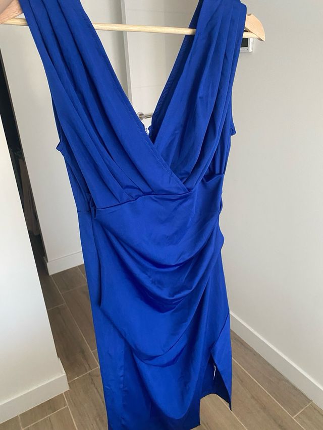 Vestido Isabel Fernandez azul escote V