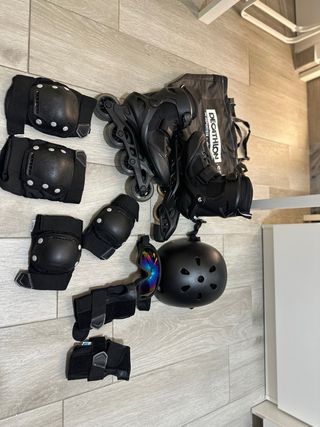 Patines en línea negros talla 38 + equipo