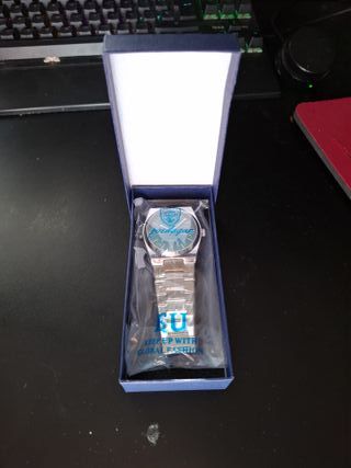 Reloj Poedagar Plateado con Esfera Verde Turquesa.