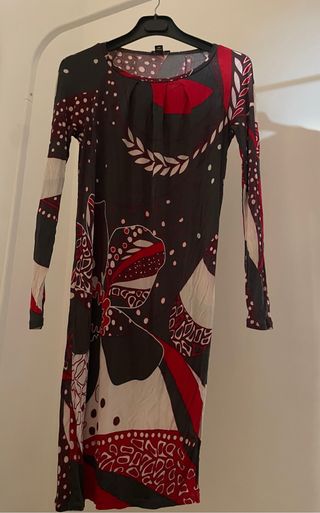 Abito Marella donna fantasia grigio rosso