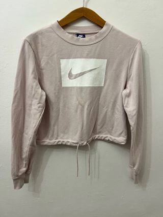 Felpa Nike Rosa Chiaro Logo Bianco Taglia S