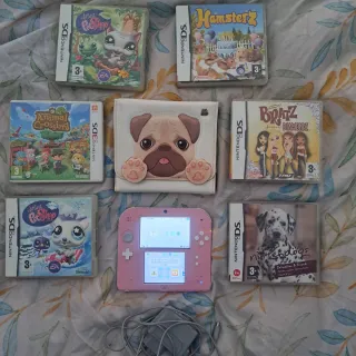 Consola Nintendo 2DS Rosa + Funda + Juegos