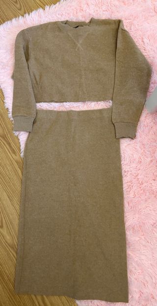 Conjunto Zara Top y Falda Marrón Talla M