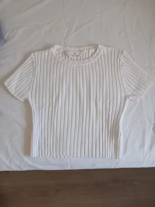 Camiseta H&M blanca de canalé 
talla 10-12 