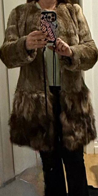 Chaquetón de pelo de conejo auténtico 