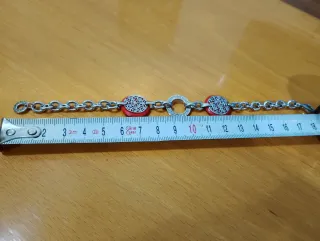 Pulsera eslabones con detalles rojos y plateados