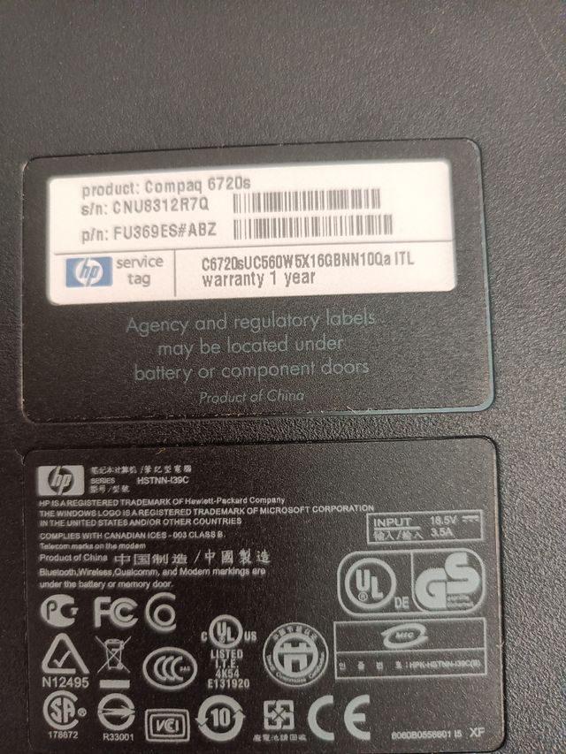 HP Compaq 6720s Computer funzionante leggi
