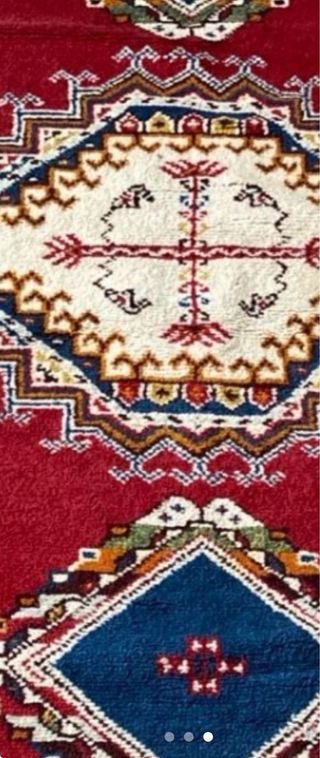 Alfombra Marroquí Lana Roja y Azul.