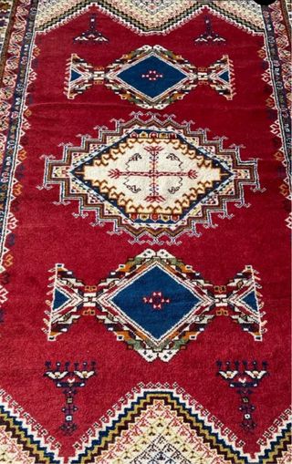 Alfombra Marroquí Lana Roja y Azul.