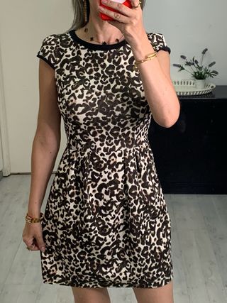 Vestido estampado leopardo Blanco Talla S