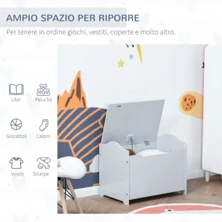 Cassapanca Portagiochi in Legno, Panca Contenitore