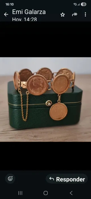 Pulsera 8 monedas Isabelinas de 4 Escudos Oro 21K