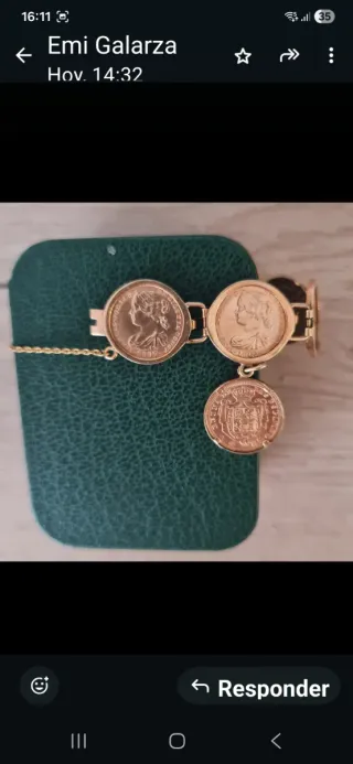 Pulsera 8 monedas Isabelinas de 4 Escudos Oro 21K