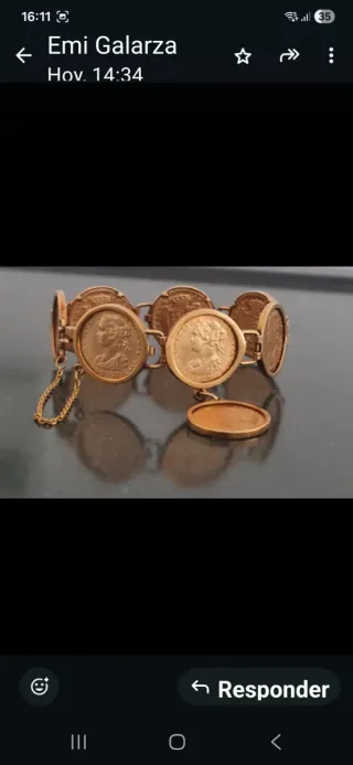Pulsera 8 monedas Isabelinas de 4 Escudos Oro 21K
