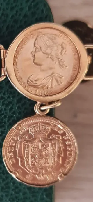 Pulsera 8 monedas Isabelinas de 4 Escudos Oro 21K