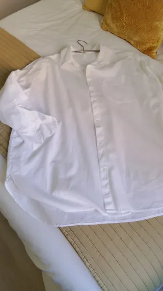 Sobrecamisa H&M Lino y Algodón Blanca