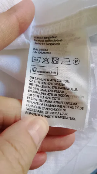 Sobrecamisa H&M Lino y Algodón Blanca