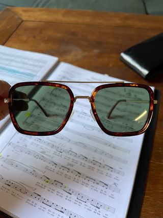 Gafas Aviador Cuadradas Polarizadas Marrón/Dorado