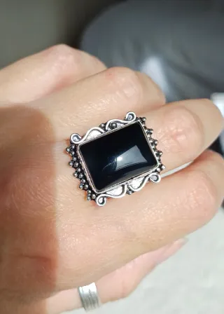Anillo Plata y Ónix Negro