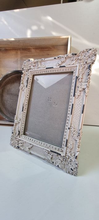 Lote 3 pzas. deco: Marco Shabby Chic + 2 Bandejas 