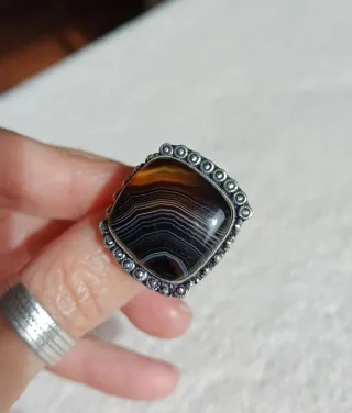 Anillo Plata y Ágata Botswana