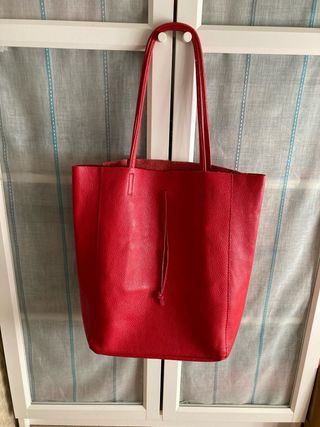 Bolso shopper piel rojo