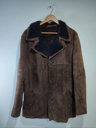 Abrigo Mouton Vintage Piel Marrón Años 70
