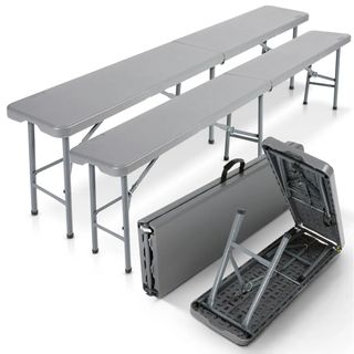 Set di 2 panche pieghevoli 183×28×43 cm Antracite