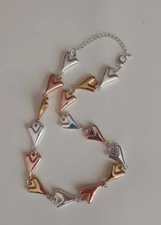 Collana con cuori oro, rosa e argento