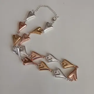 Collana con cuori oro, rosa e argento