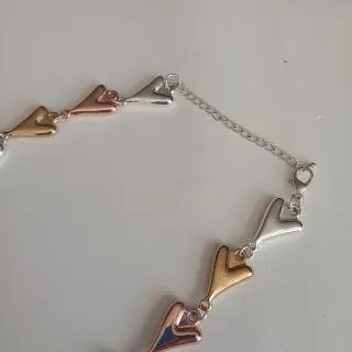 Collana con cuori oro, rosa e argento