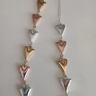 Collana con cuori oro, rosa e argento