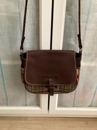 Bolso Laga Piel y Tejido Marrón