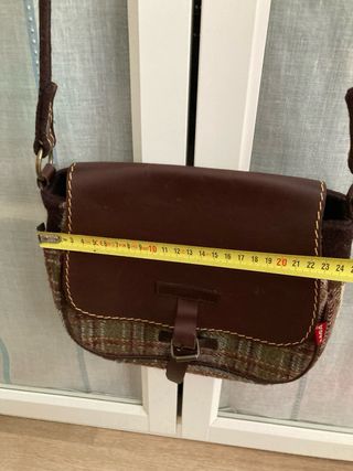 Bolso Laga Piel y Tejido Marrón