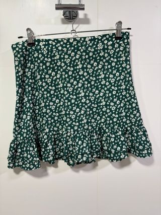 Falda volante floral verde