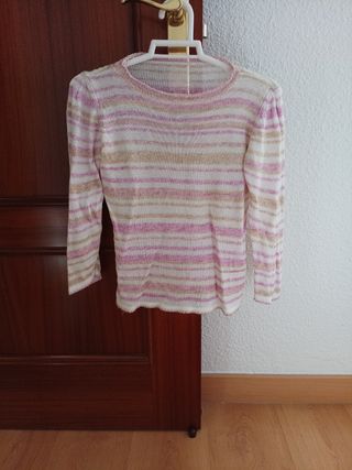Jersey de mujer rayas oro y rosa