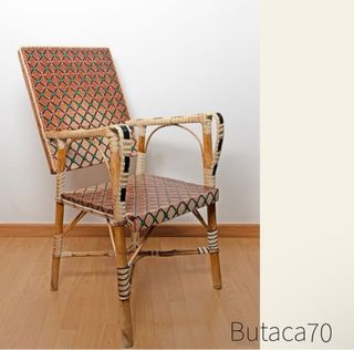 Butaca mimbre y PVC años 70