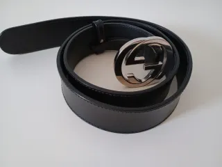 Cinturón Gucci Negro Hebilla Plata