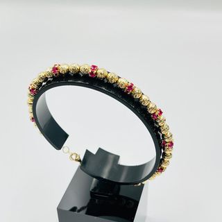 PULSERA BOLAS DIAMANTADAS Y PIEDRAS ROJAS.