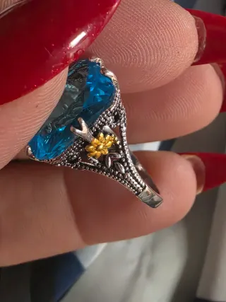 Anillo Plata Topacio Azul