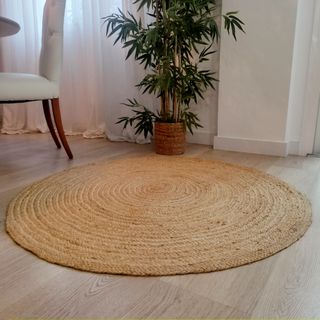 Alfombra Redonda Yute Natural Estilo Nórdico 