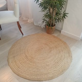 Alfombra Redonda Yute Natural Estilo Nórdico 