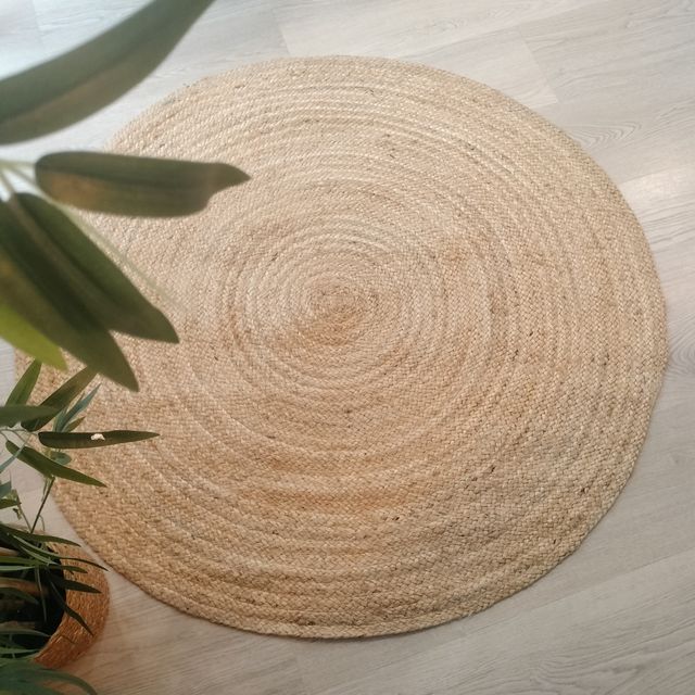 Tapete Redondo de Iúte Natural Estilo Nórdico
