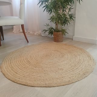 Alfombra Redonda Yute Natural Estilo Nórdico 